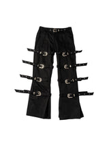 Lace-Up Metal Buckle Pants