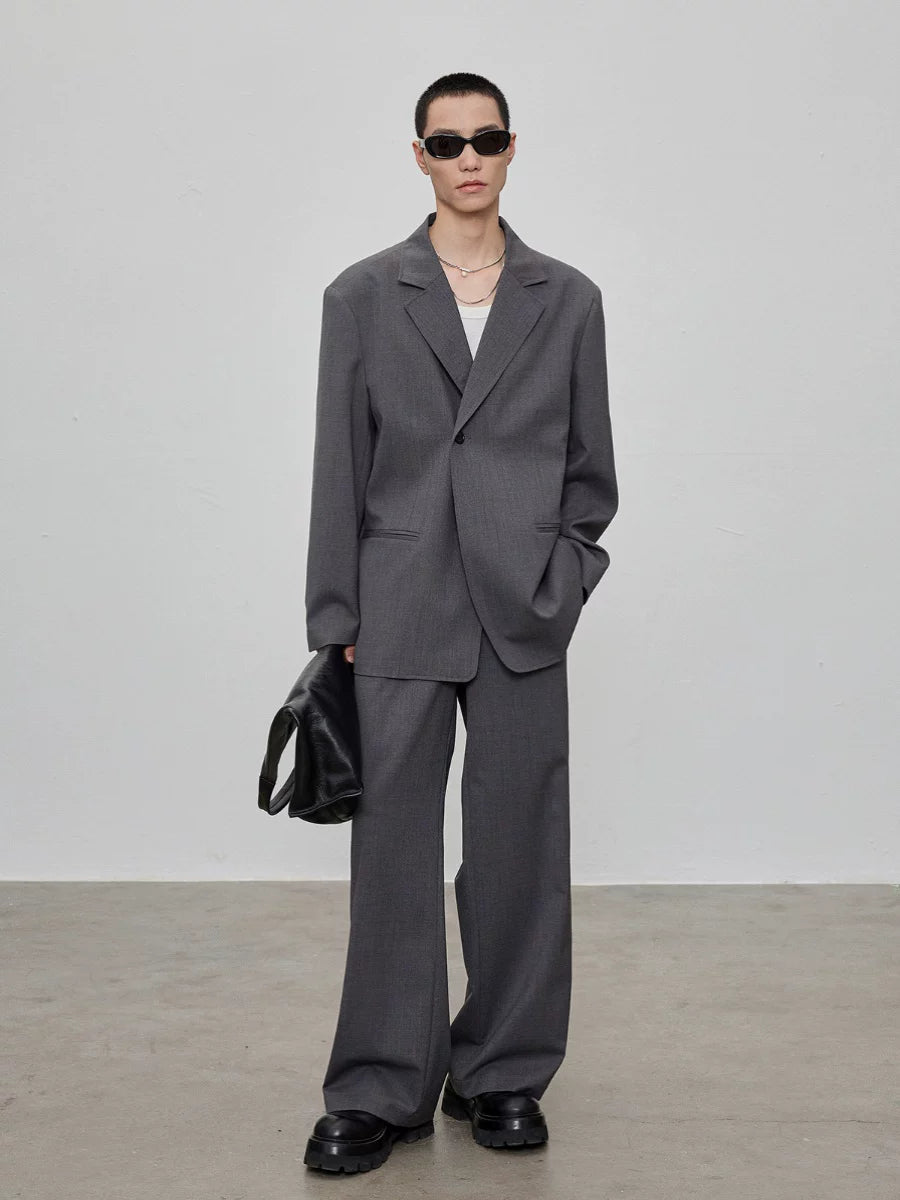 Adjustable Waist Wool Blend Dress Pants