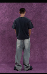 Men's Vintage Light Blue Sequined Jeans
