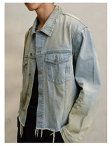 Cropped Ripped Distressed Denim Jacket