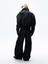Short Stand Collar Faux Fur Jacket