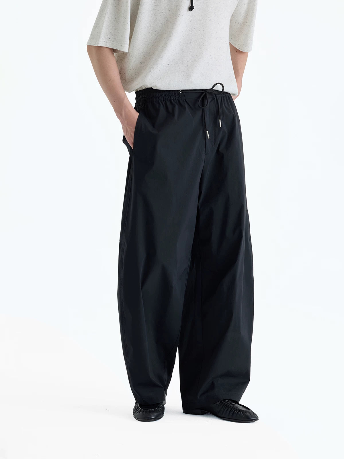 SUPIMA Nylon Drawstring Curved Casual Pants