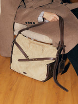 Large Matte Suede Crossbody Tote Bag