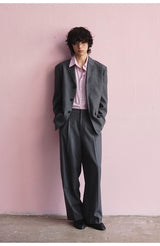 Merino Wool Casual Pleated Straight Pants