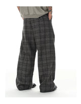 Black Grey Plaid Wool Pants