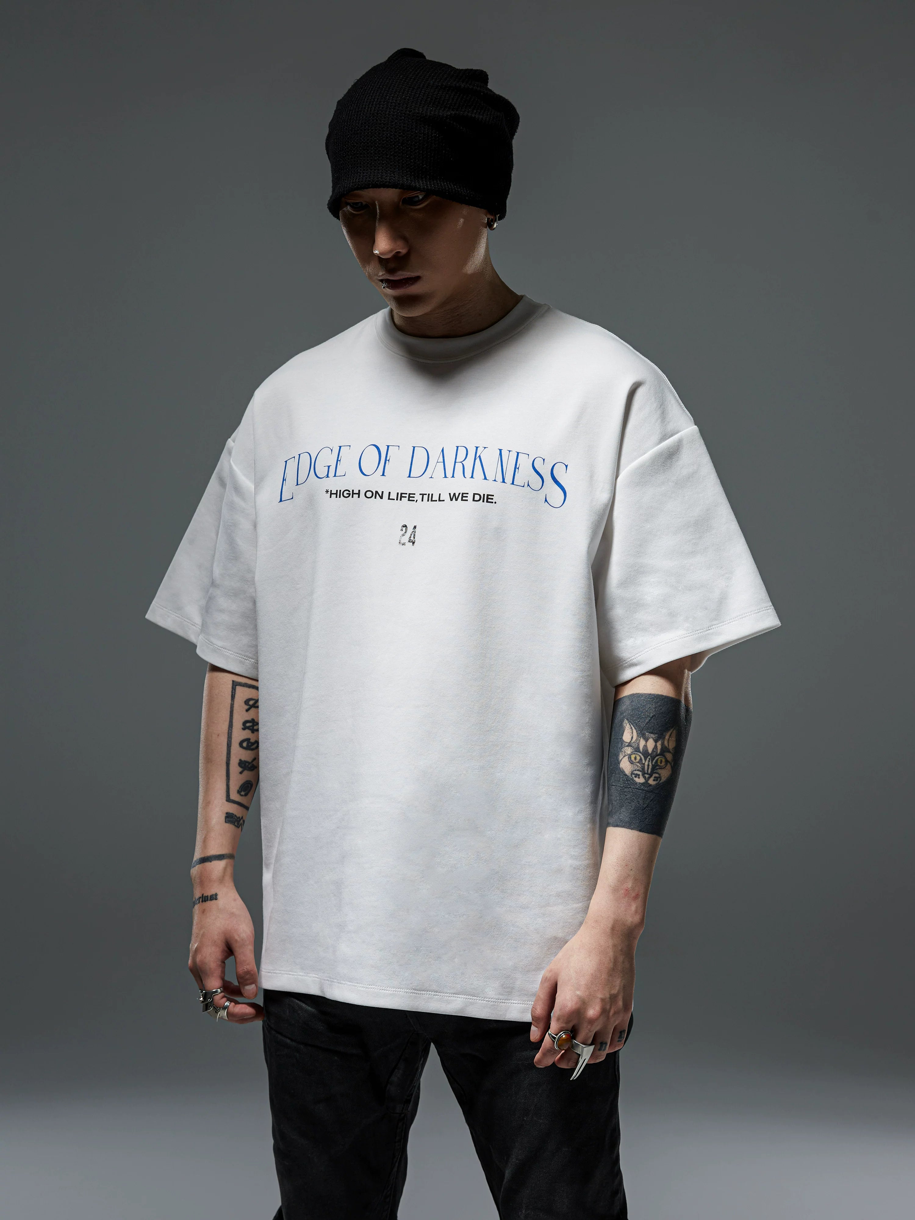 Men's Solid Loose Heavy Cotton Tees
