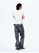 Men's Heavy Silver Straight Leg Jeans