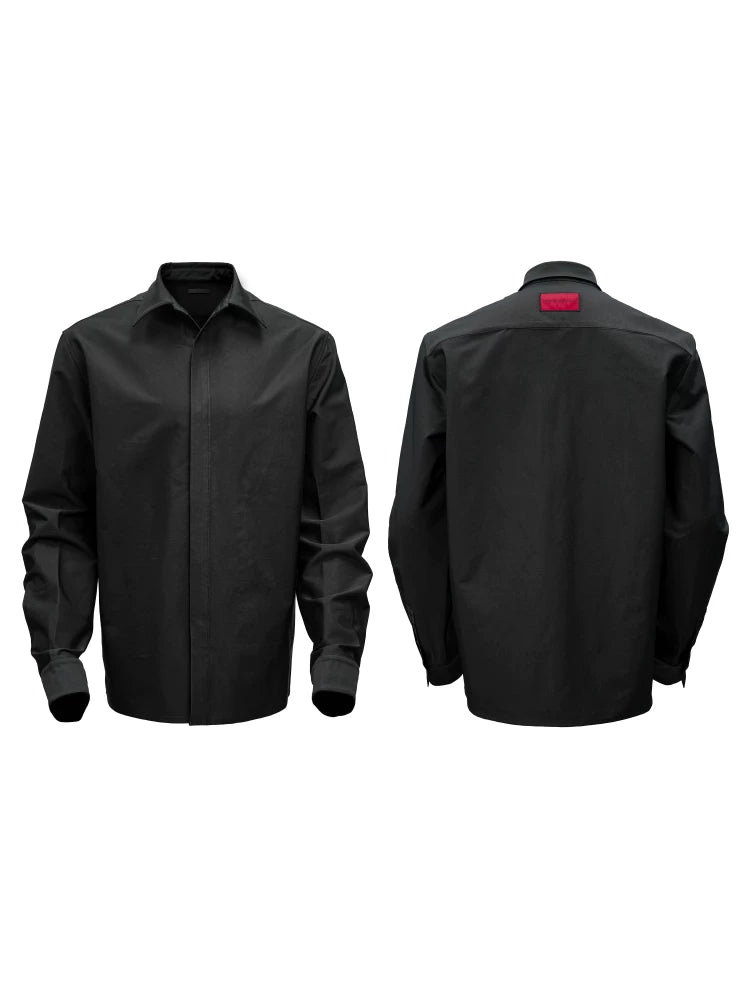 Long Sleeve Ribbed Point Collar Shirt