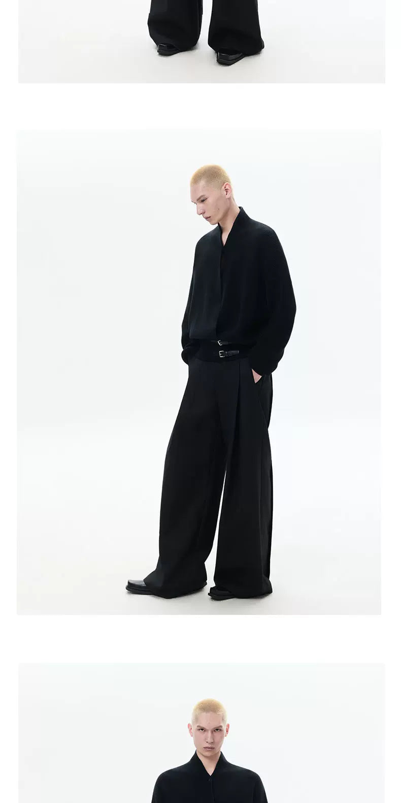 Loose Cross Buckle Strap Knit Sweater