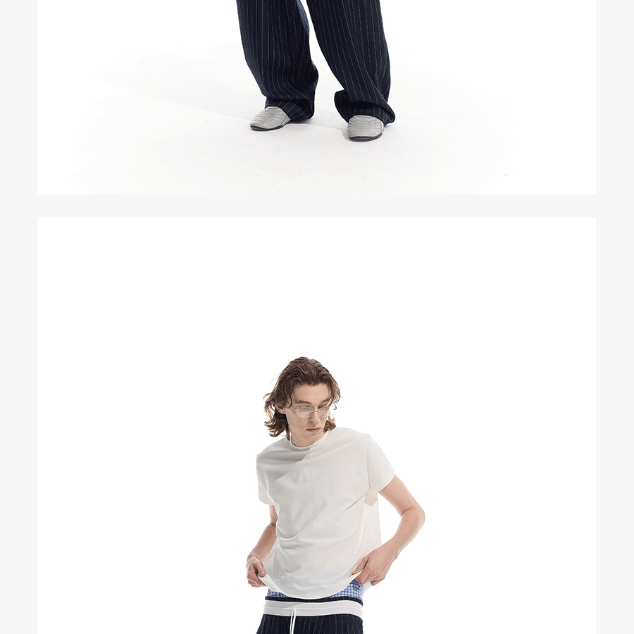 Striped Drawstring Elastic Casual Pants