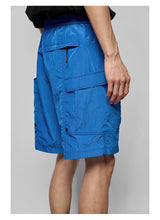 Pleated Metal Nylon Tech Cargo Shorts