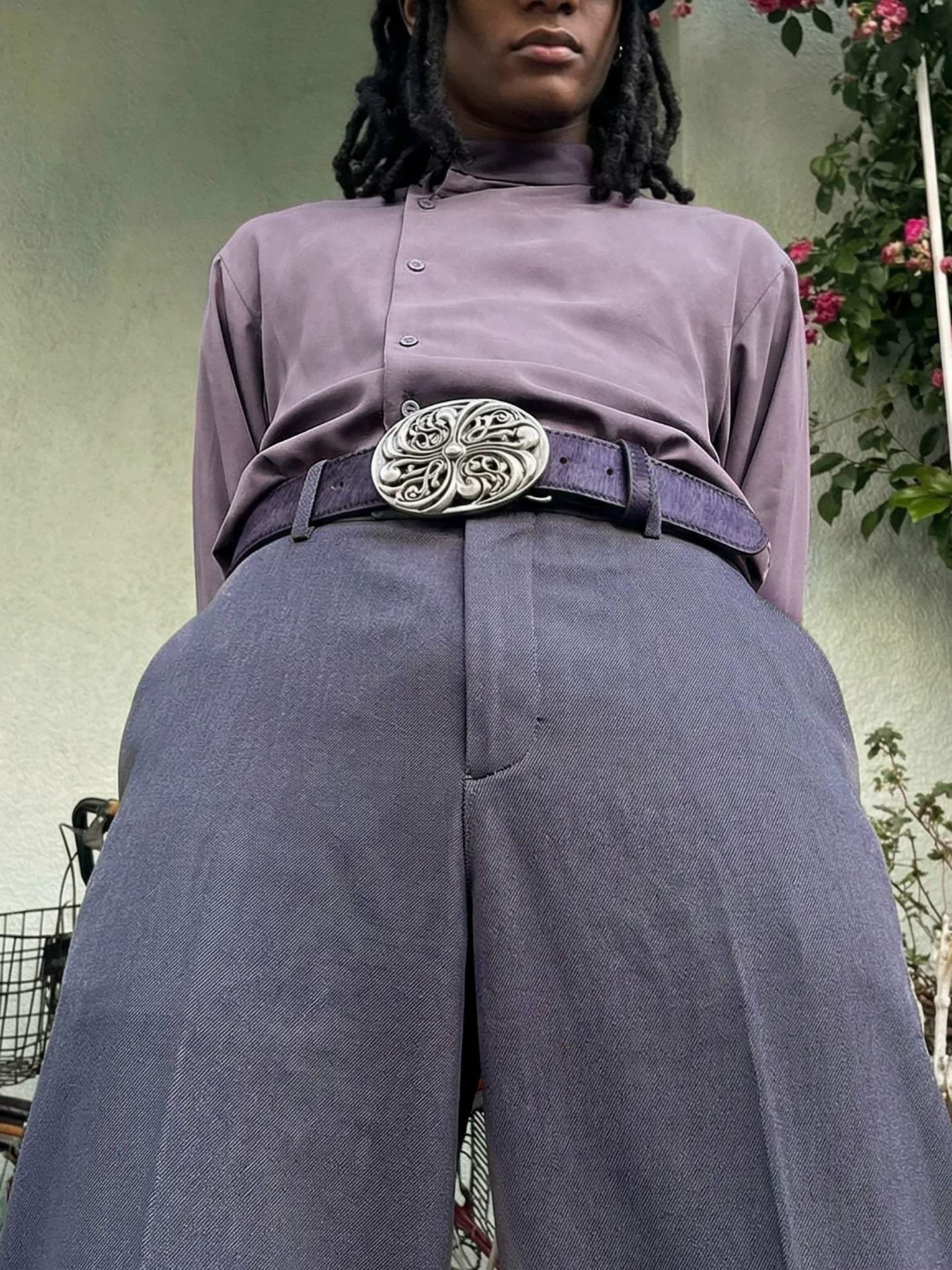 Vintage Purple Horsehair Leather Belt
