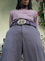Vintage Purple Horsehair Leather Belt
