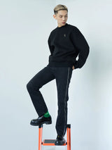 Men's Black Straight Side Zip Jeans