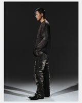 Heavyweight Distressed Embroidered Patchwork Flared Jeans