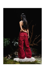 Three-Color Ring-Cut Cargo Pants
