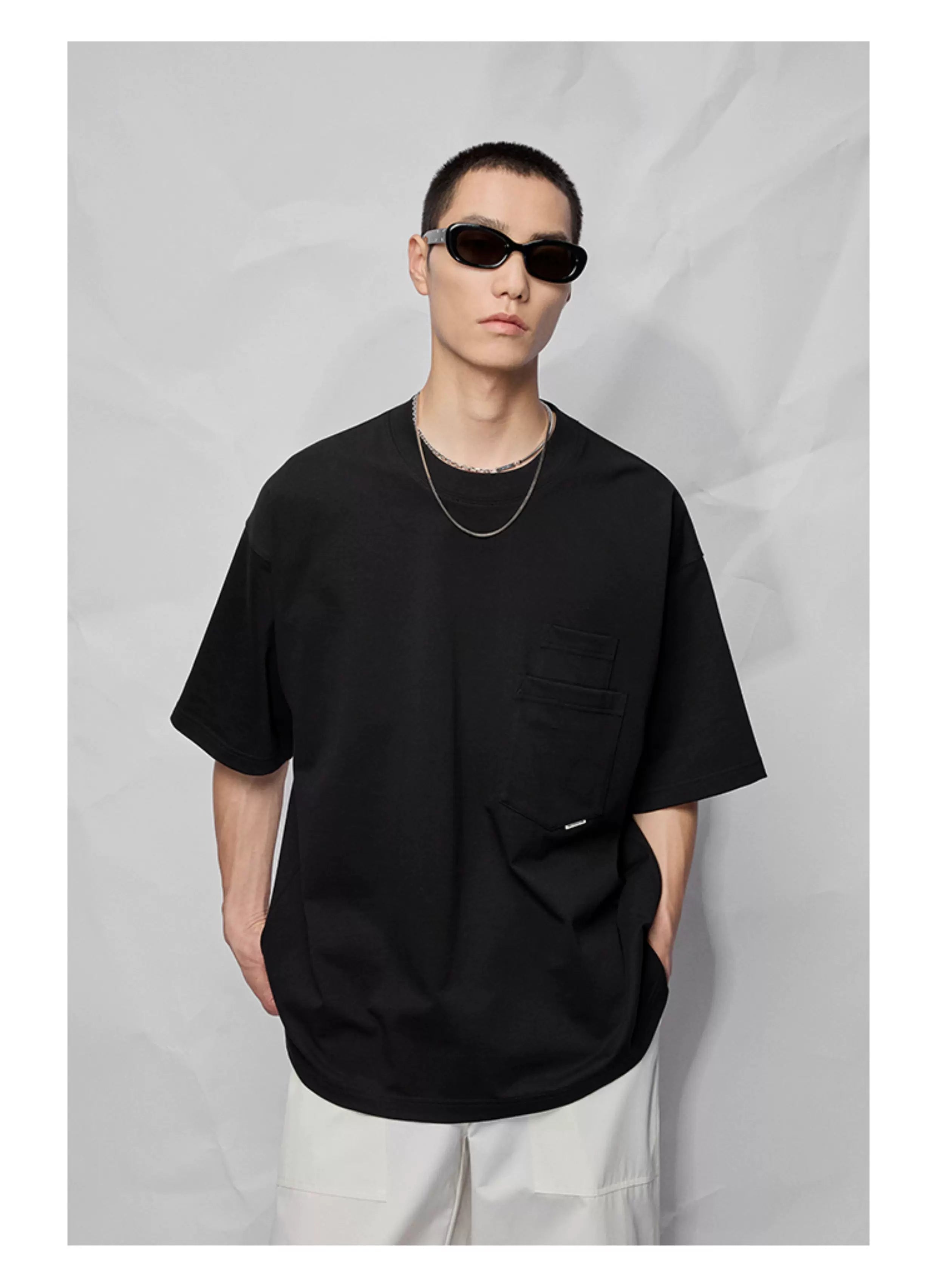 Double Pocket Split Hem Loose Tee