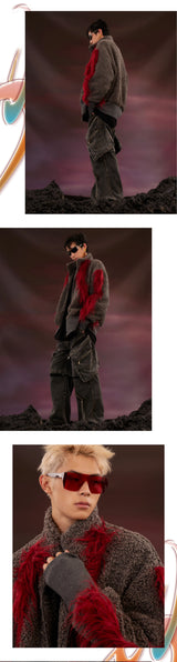 Oversized Plush Patchwork Punk Coat