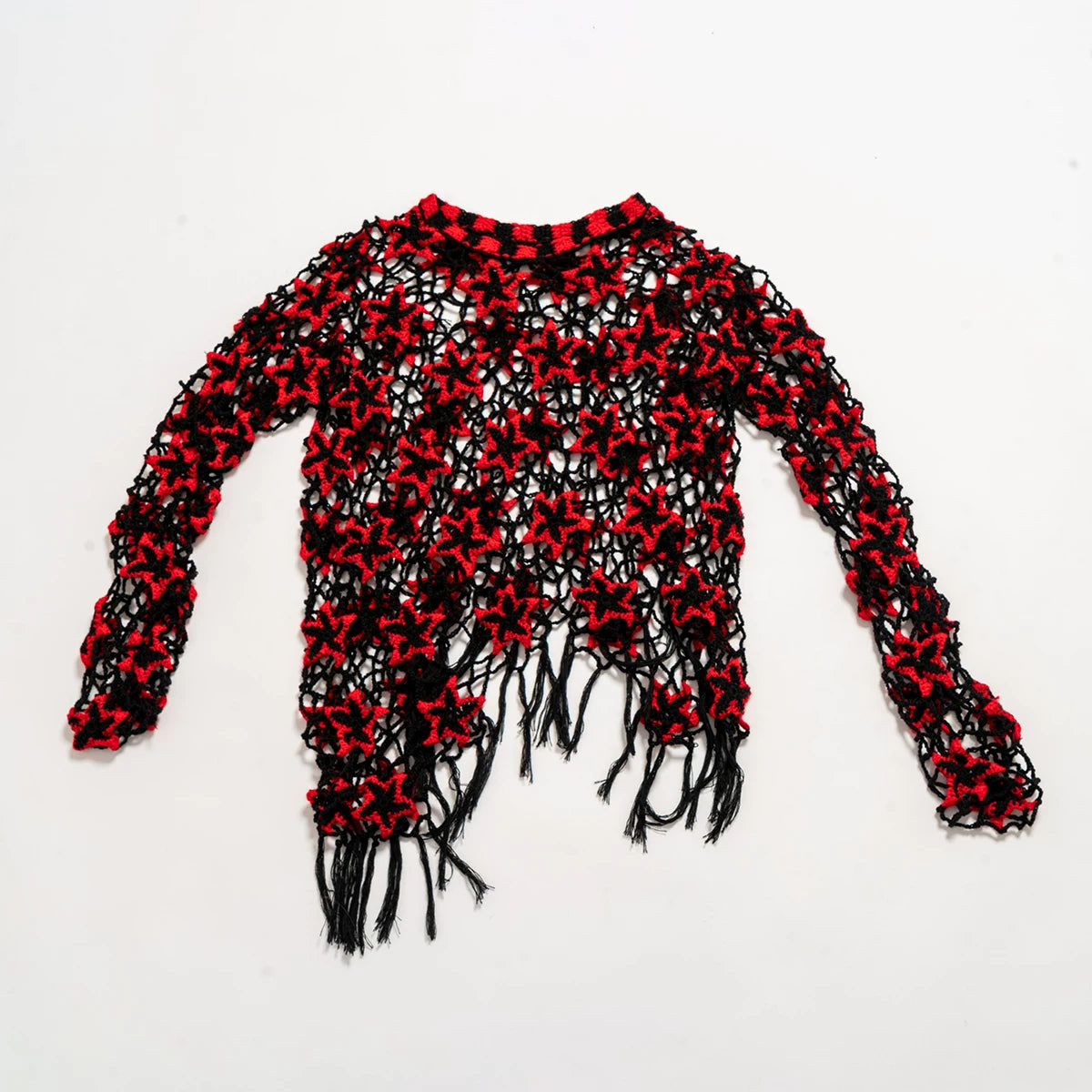 Oversized Y2K Star Mesh Sweater