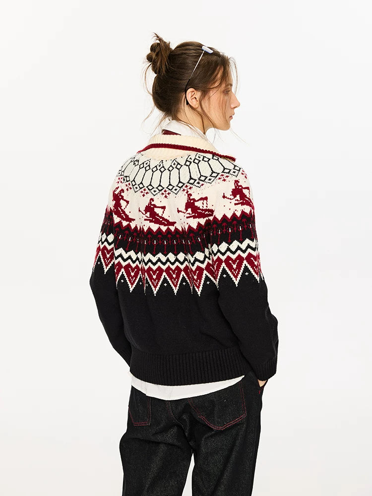 Fair Isle Color Block Cardigan