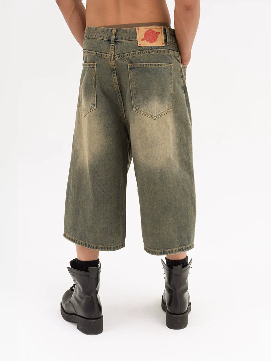 Men's Loose Cropped Denim Shorts