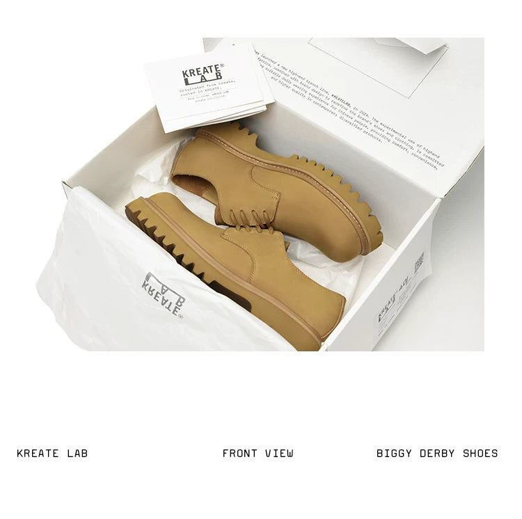 Matte Yellow Leather Derby Shoes