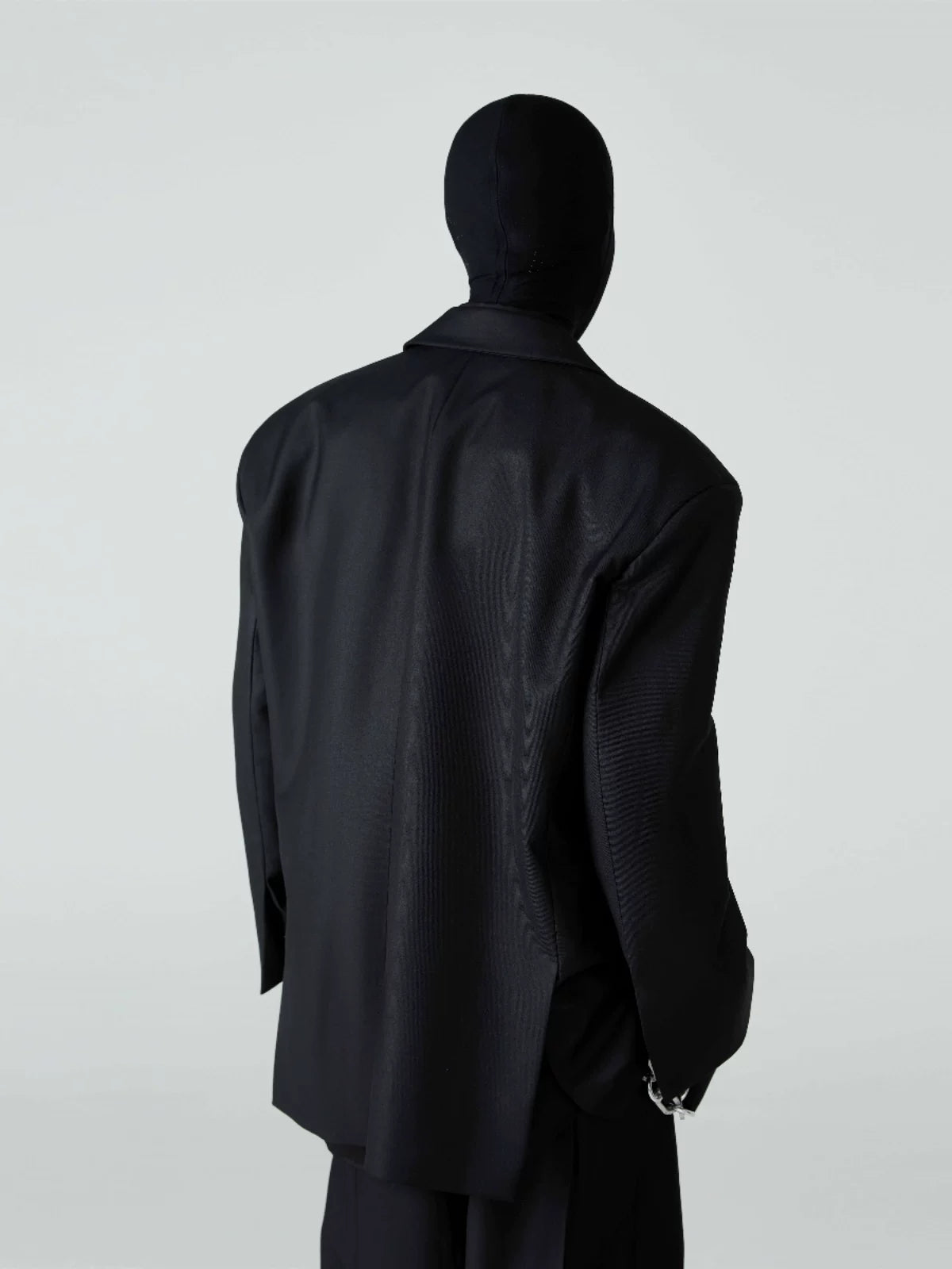 Men's Cropped Black Padded Drapey Blazer