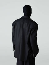 Men's Cropped Black Padded Drapey Blazer