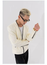 Men's Two-Tone Zip Shoulder Pad Jacket