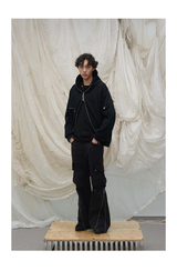 Three-Zipper Detachable Panels Multi-Way Zip Hoodie