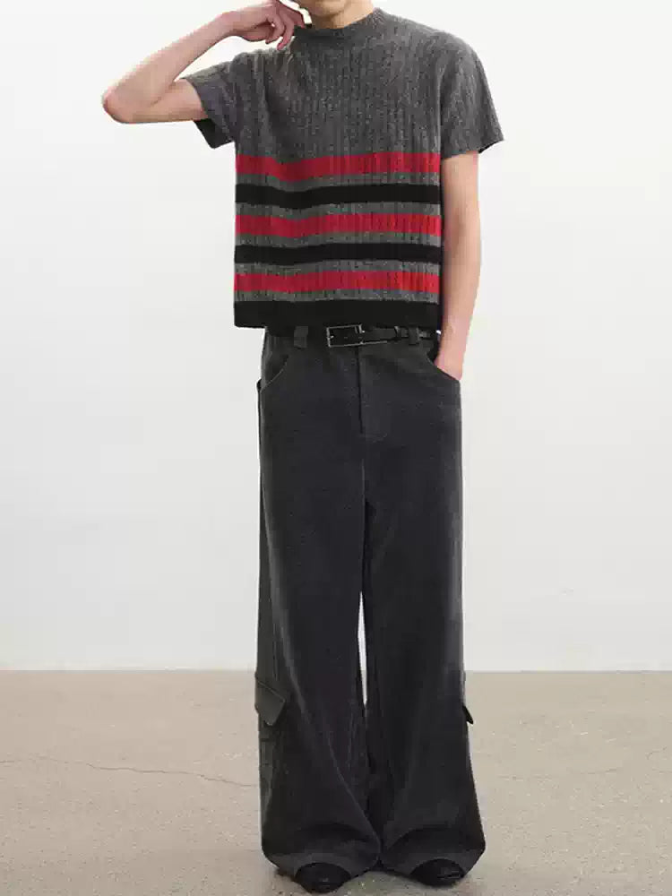 Faded Gray Side Pocket Corduroy Pants