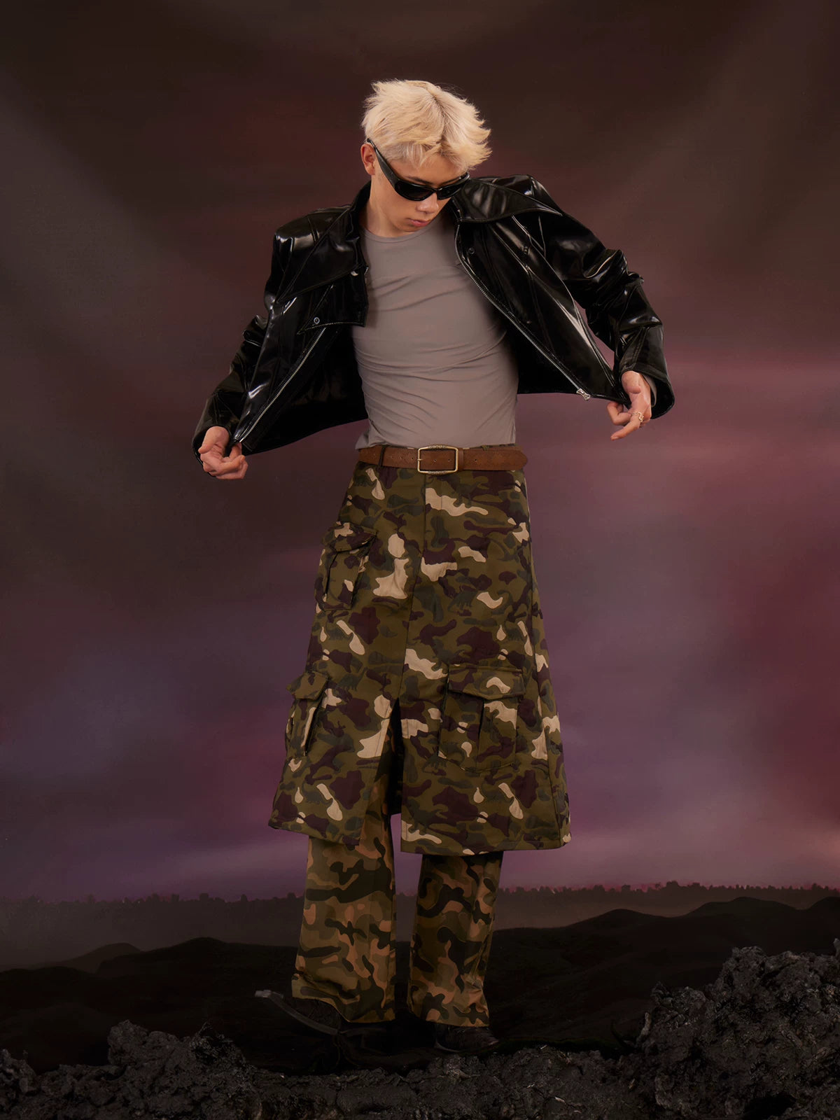 Cute Unisex Military Double-layer Dinosaur Skort