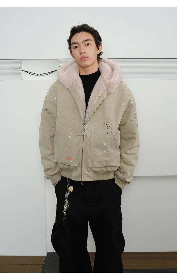 Men's Splatter Canvas Padded Jacket