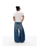 Vintage Washed Distressed Curved Banana Jeans