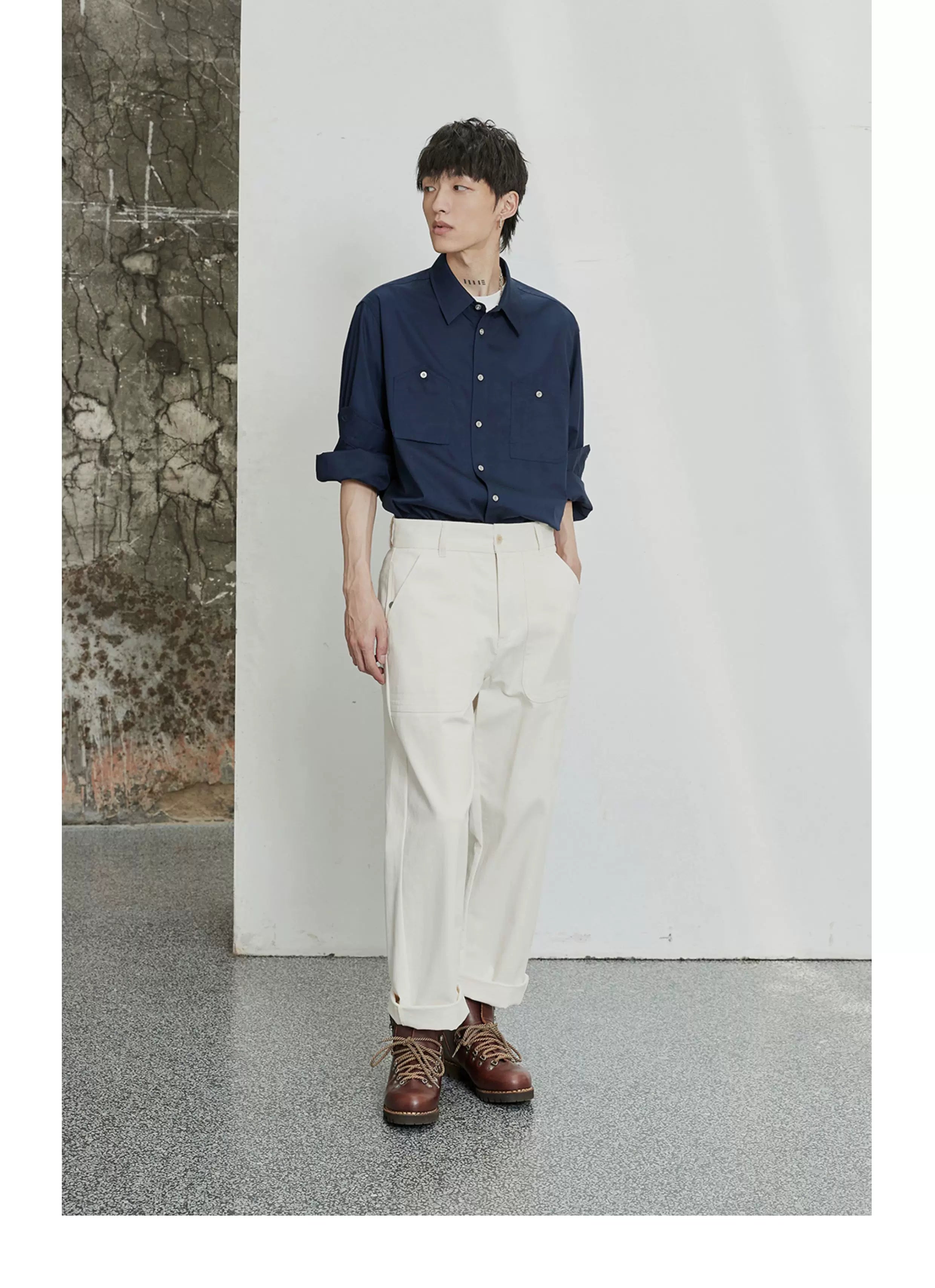 80s Cotton Oxford Asymmetric Pocket Shirt