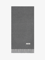 Soft Black Grey Fringed Wool Scarf