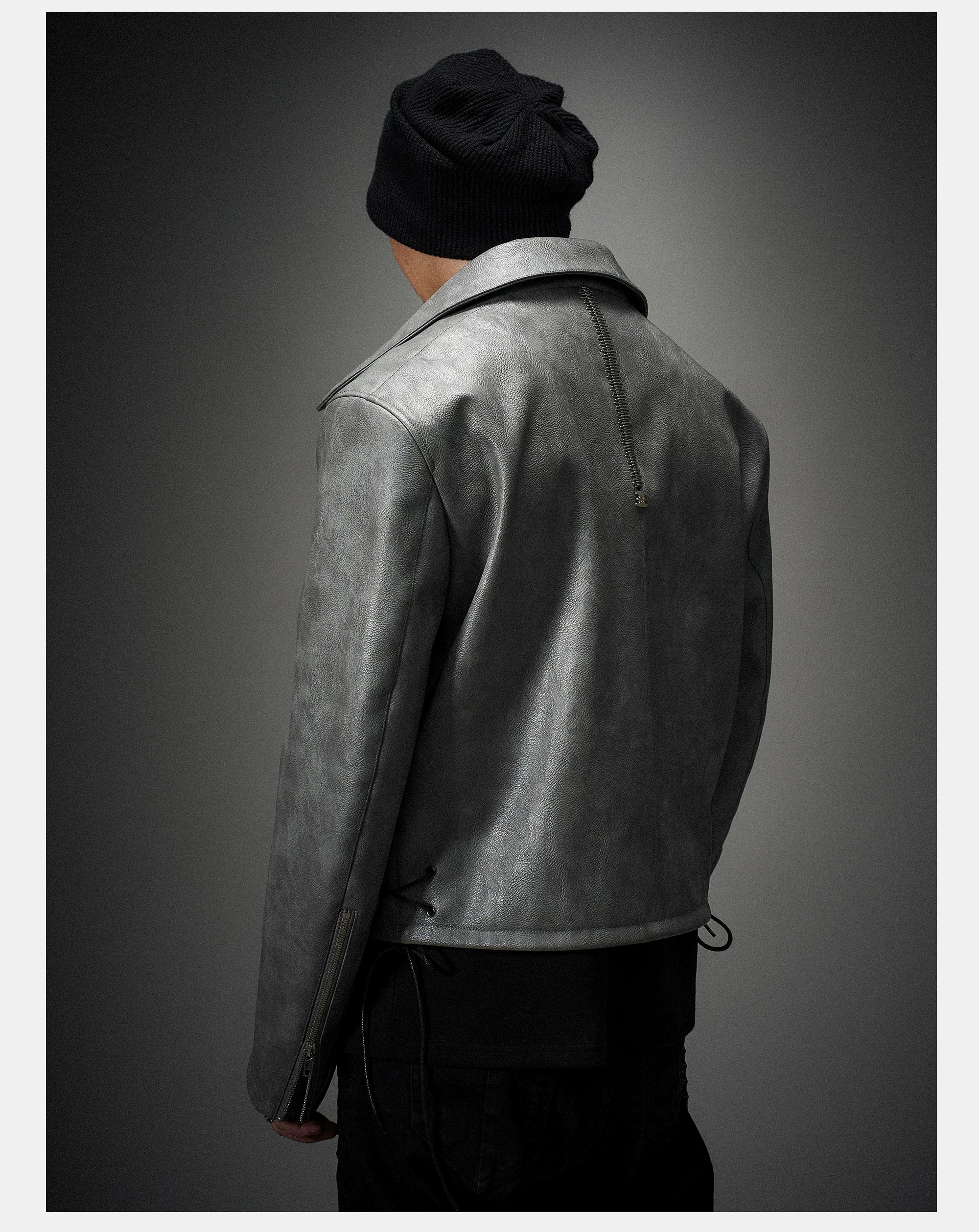 Vintage Stand Collar Biker Jacket