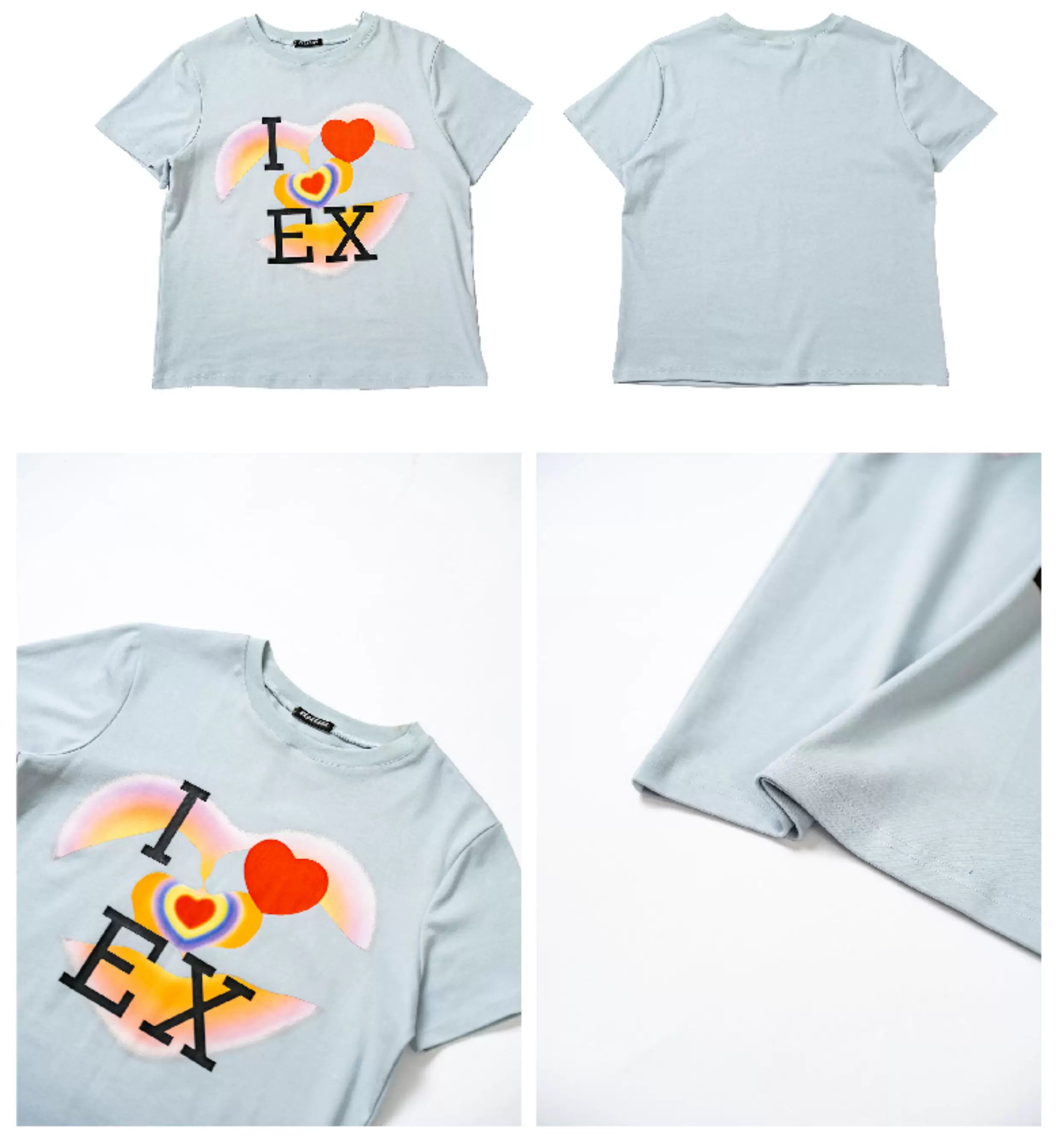 Short Sleeve Elastic Heart Print Tees