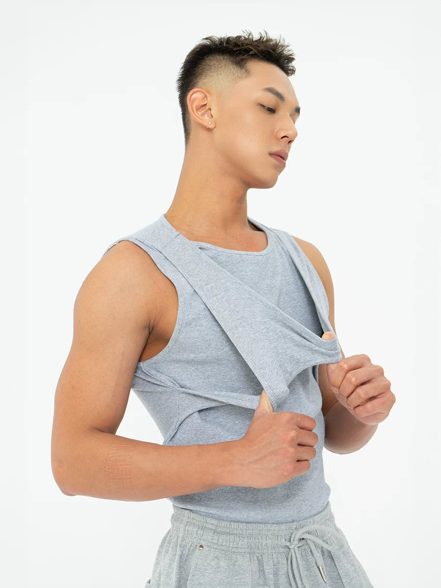 Men's Slim Fit Ribbed Athletic Tank