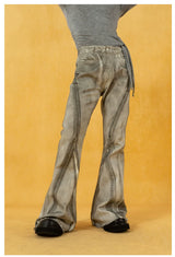 Men's Vintage Grey Distressed Flare Jeans
