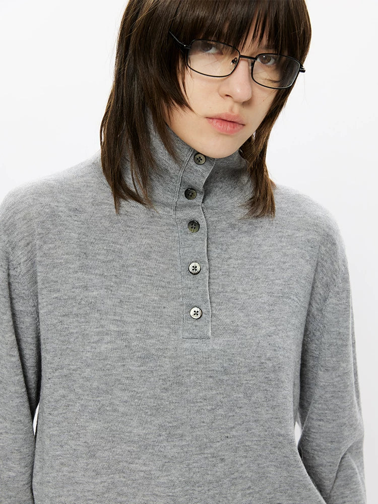 30% Wool Double Collar Polo Tops