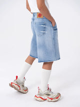 Men's 5-Inch Washed Blue Denim Shorts