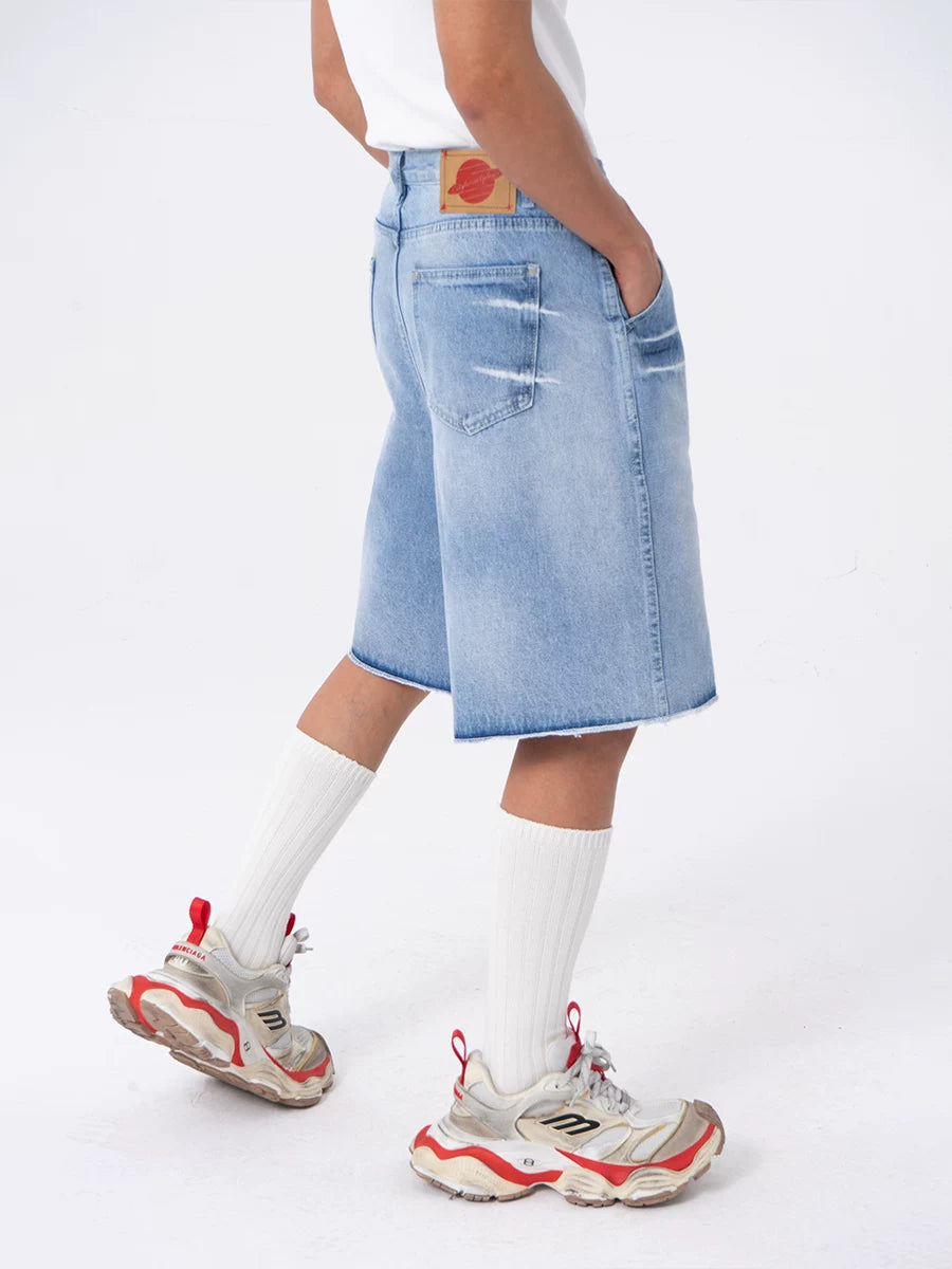 Men's 5-Inch Washed Blue Denim Shorts