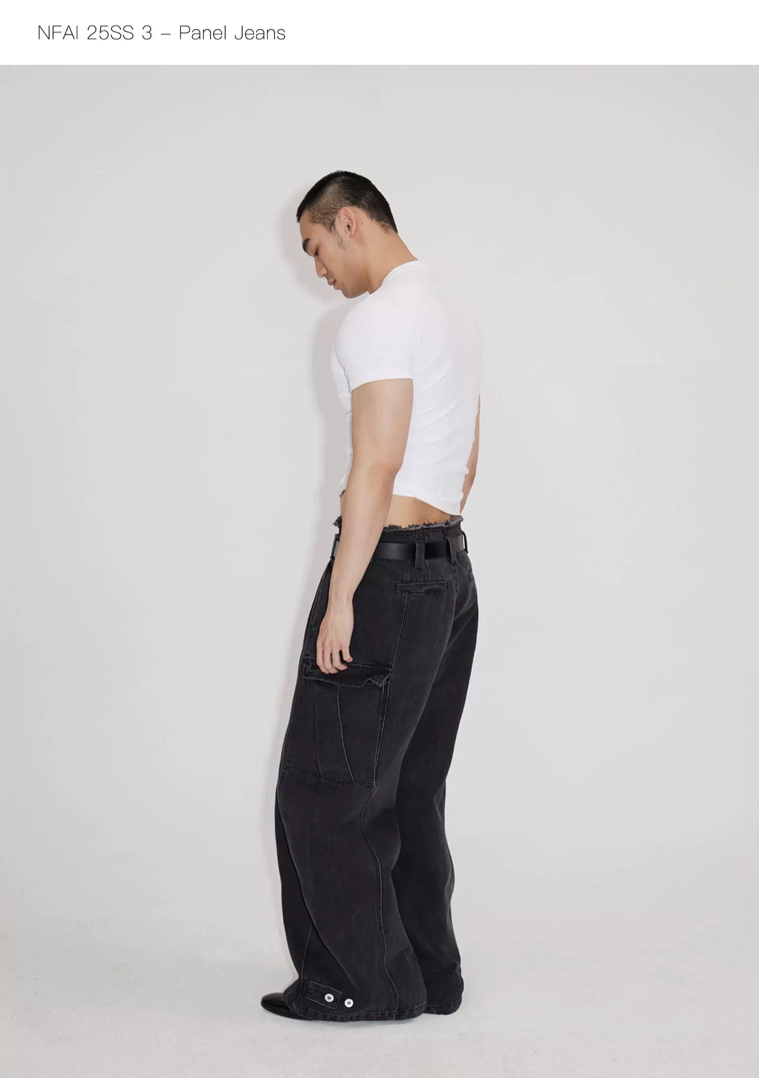 Three-Piece Raw Hem Curved Jeans