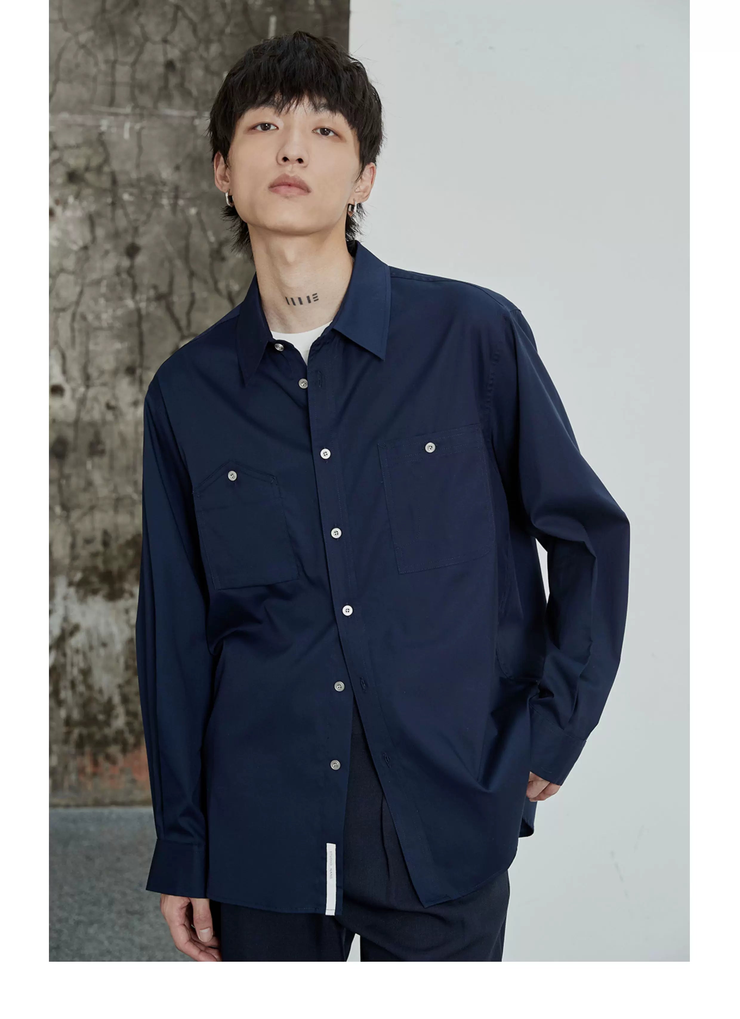 80s Cotton Oxford Asymmetric Pocket Shirt