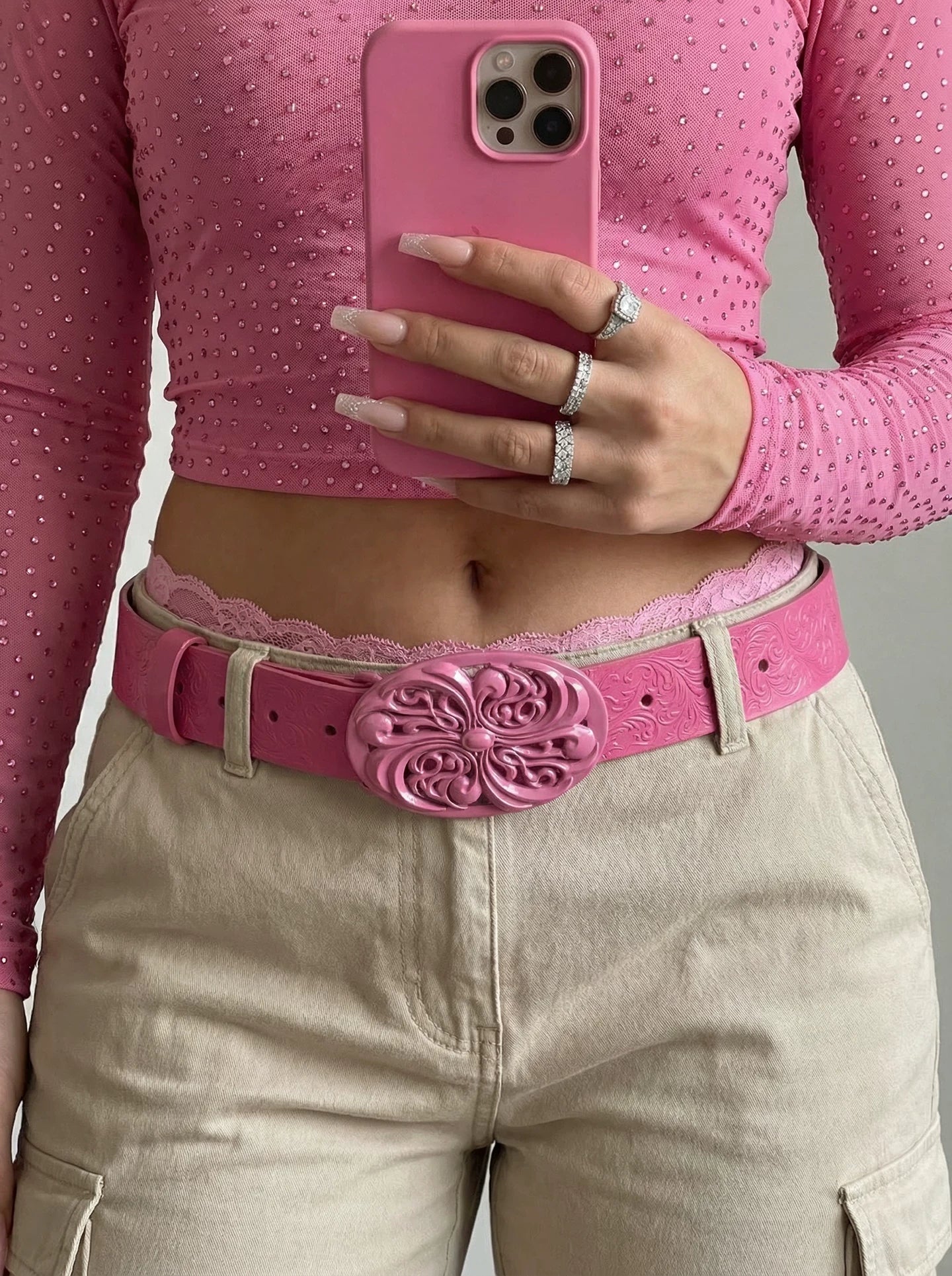 Vintage Pink Honeysuckle Top-grain Leather Belt