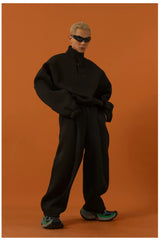 Men's Black Gray Loose Straight Sweatpants