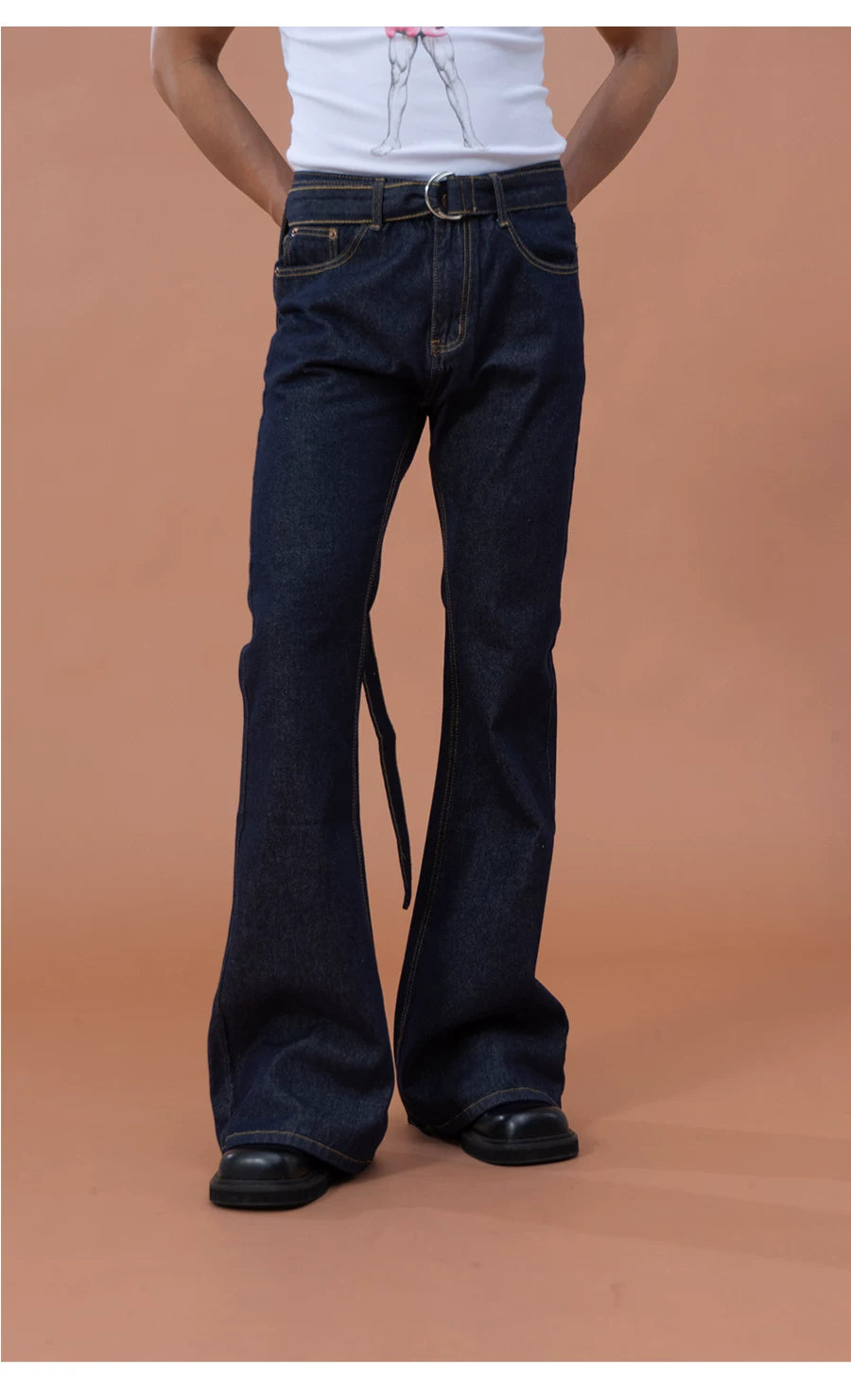 Men's Dark Blue Slim Flared Jeans