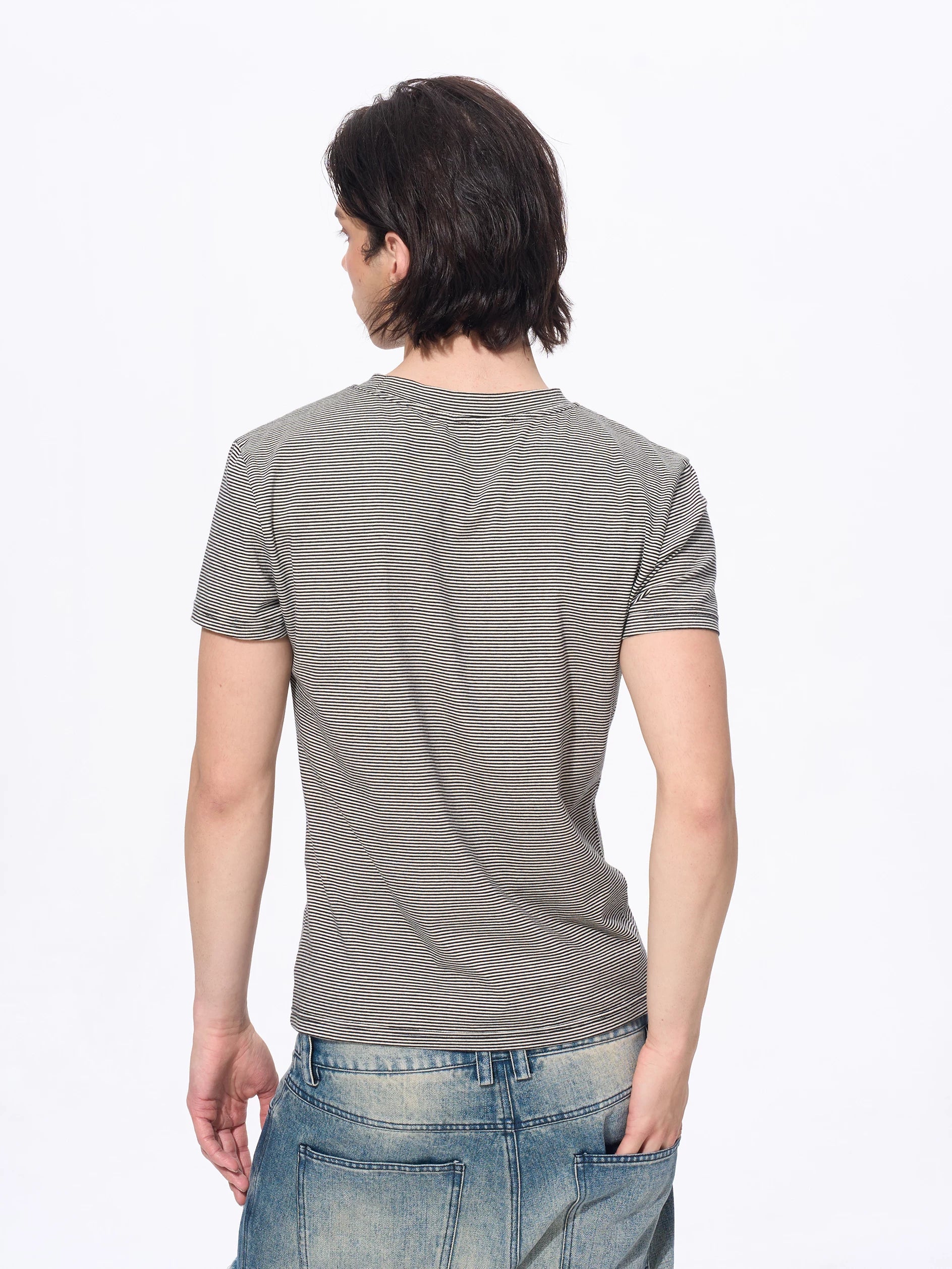 Men’s Striped Skull Print T-Shirt