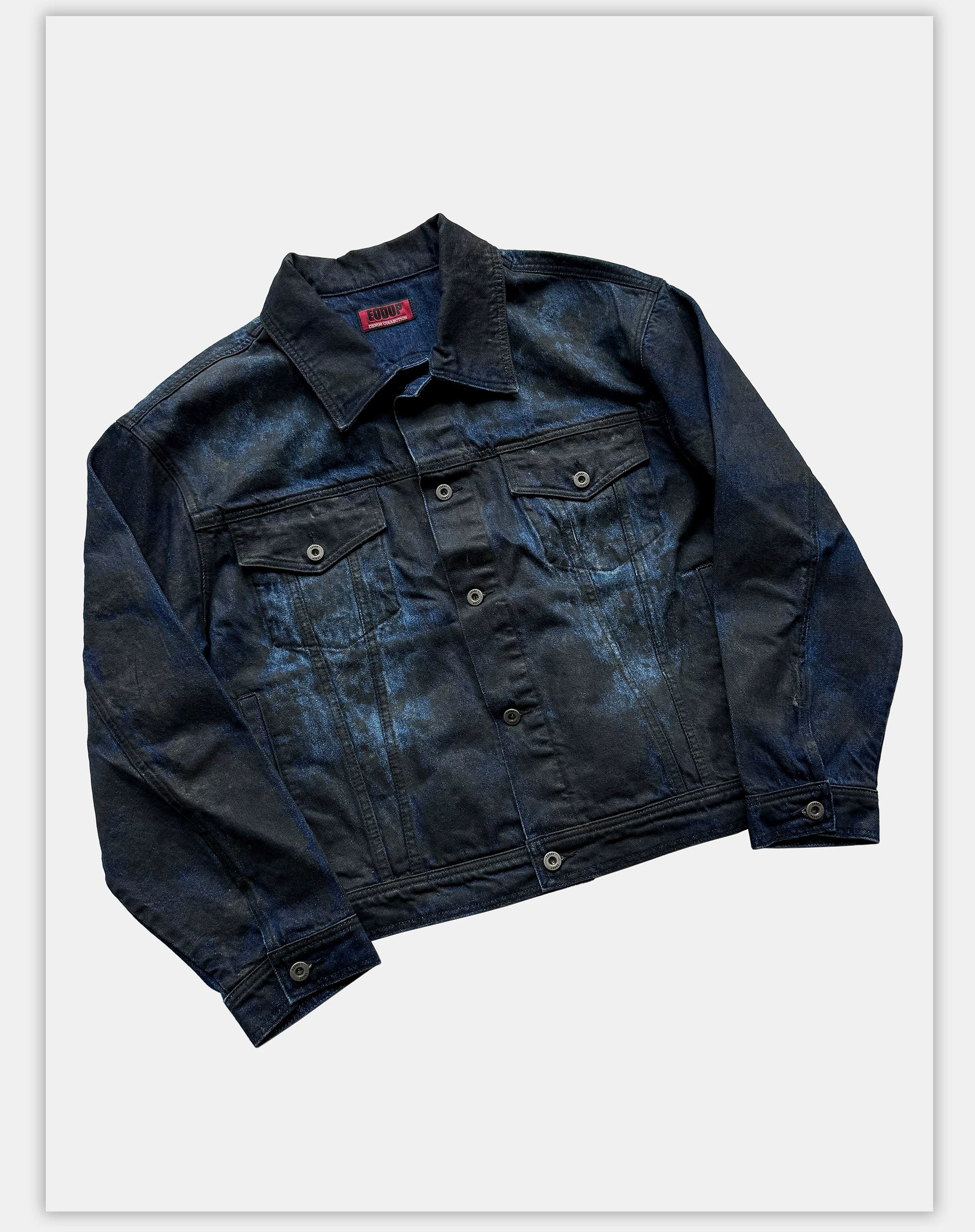 Distressed Ice Blue Ombre Denim Jacket